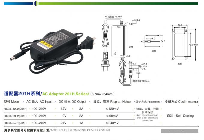 WHOOSH o adaptador do poder da câmera do CCTV do adaptador das tiras da luz do diodo emissor de luz de 24W 2A 0